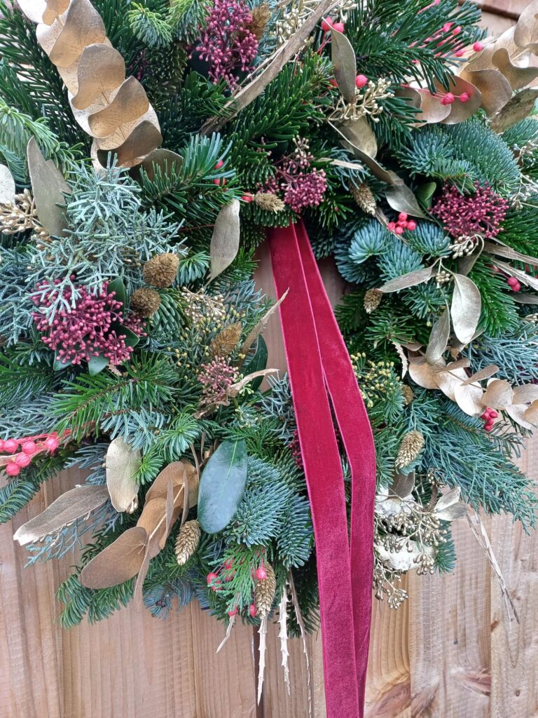 Beautiful rustic christmas door wreath